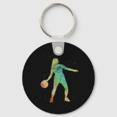 Basketbal Meisje Spelen Sleutelhanger (Voorkant)