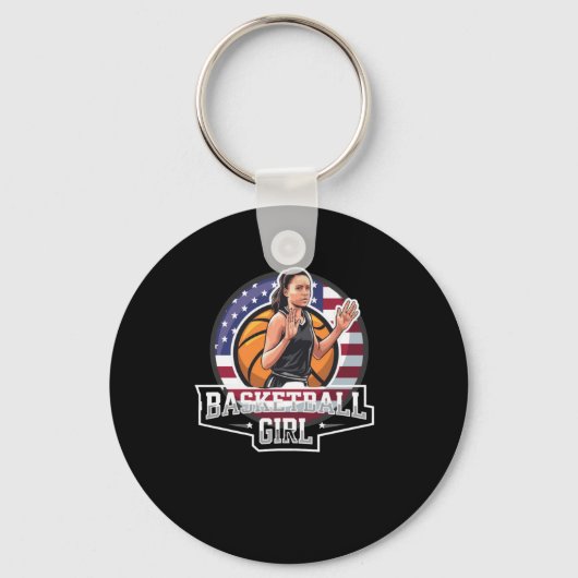 Basketbal Meisje USA Sleutelhanger (Voorkant)