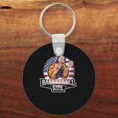 Basketbal Meisje USA Sleutelhanger (Voorkant)