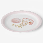 Basketbal Meisje Verjaardag Gepersonaliseerd Papieren Bordje (Gekanteld)