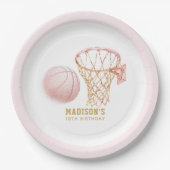 Basketbal Meisje Verjaardag Gepersonaliseerd Papieren Bordje (Voorkant)