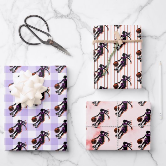 Basketbal Meisje Verjaardag Wrapping Papier Bladen Inpakpapier Vel (Voorkant)