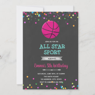 Basketbal meisje verjaardagsuitnodiging kaart