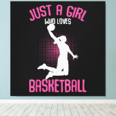 Basketbal Meisje Vrouwen Canvas Afdruk (Insitu (Houten vloer))