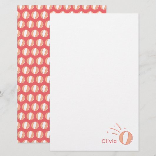 Basketbal Meisjes Aangepaste Naam Gift Gepersonali Briefpapier (Voorkant / Achterkant)