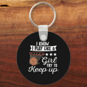 Basketbal meisjes - Ik weet dat ik speel als een m Sleutelhanger (Voorkant)