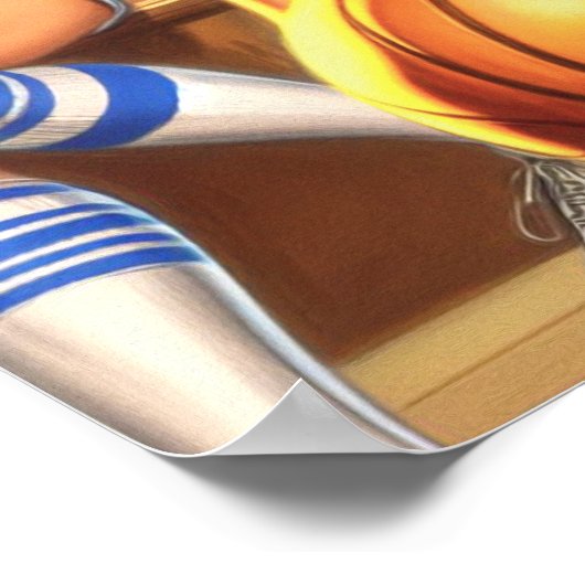  basketbal meisjes illustratie poster (Hoek)