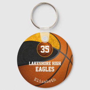 basketbal meisjes in de zwarte gouden school sleutelhanger
