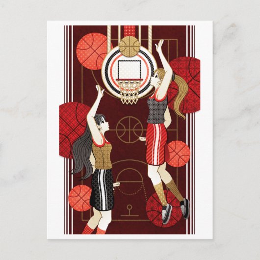 Basketbal meisjes (remake) briefkaart (Voorkant)