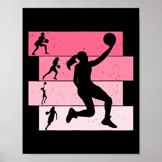Basketbal Meisjes Vrouwen Kinder Poster (Voorkant)