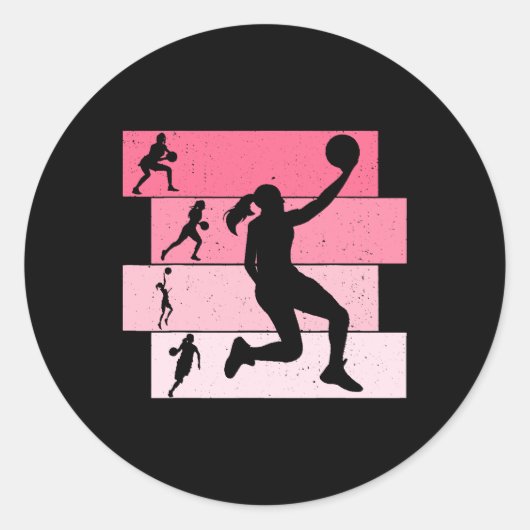 Basketbal Meisjes Vrouwen Kinder Ronde Sticker (Voorkant)