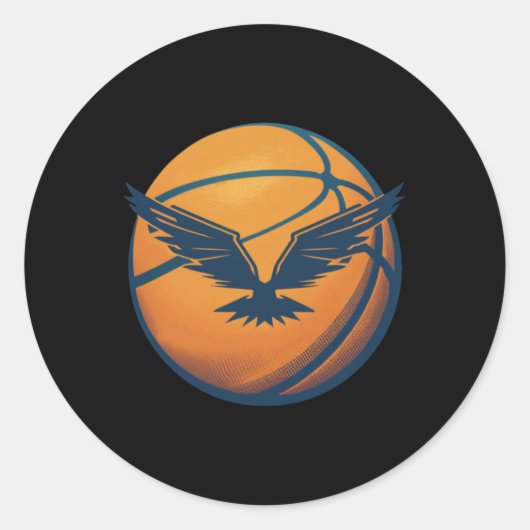 Basketbal met adelaar ronde sticker (Voorkant)