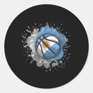 Basketbal met Argentijnse vlag Ronde Sticker