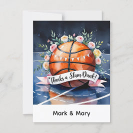 Basketbal met bal Bedankt voor een donderslam huwe Briefkaart