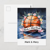 Basketbal met bal Bedankt voor een dunkslam huweli Briefkaart (Voorkant / Achterkant)