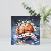 Basketbal met bal Bedankt voor een fantastische br (Staand voorkant)