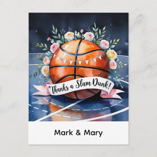 Basketbal met bal Bedankt voor een fantastische br Briefkaart (Voorkant)