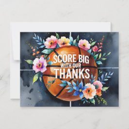 Basketbal met bal Bedankt voor een geweldige donde Briefkaart