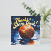 Basketbal met bal Bedankt voor een slam dunk (Staand voorkant)
