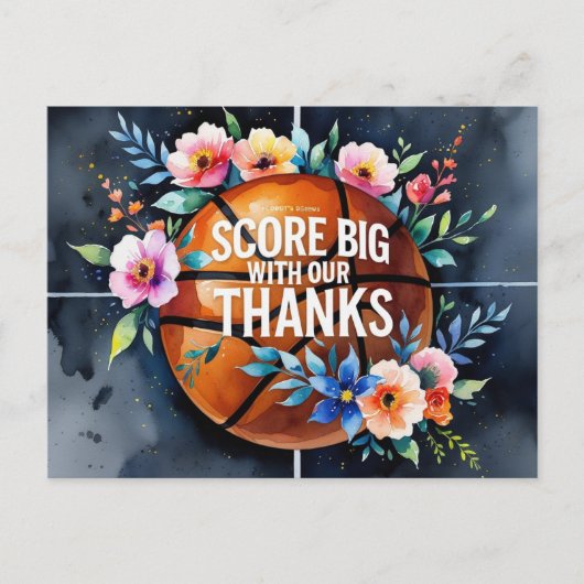 Basketbal met bal Bedankt voor een slam dunk-huwel Briefkaart (Voorkant)