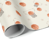 Basketbal met ballen ring hoepels emmer en sterren cadeaupapier (Rol Hoek)