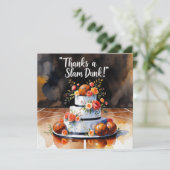 Basketbal met cake en bloemen bedankkaart (Staand voorkant)