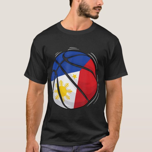 Basketbal met de vlag van de Filipijnen T-shirt (Voorkant)