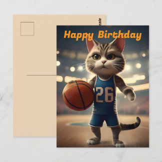 "Basketbal met een portie kattigheid" verjaardag Briefkaart