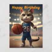 "Basketbal met een scheut Katitude" Verjaardag Briefkaart (Voorkant)