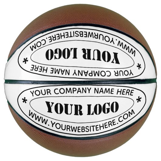 Basketbal met eigen logo en tekstvoorbeeld (Voorkant)