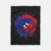 Basketbal met Haïtiaanse vlag Fleece Deken (Voorkant)