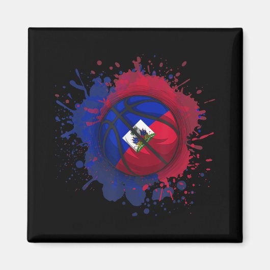Basketbal met Haïtiaanse vlag Magneet (Voorkant)