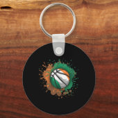 Basketbal met Ierse vlag Tanktop Sleutelhanger (Voorkant)