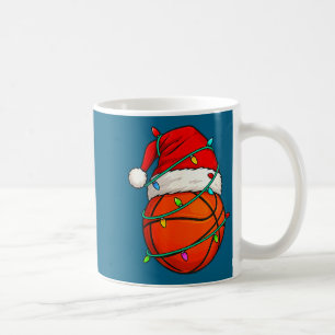 Basketbal Met Kerstman Hoed Grappig Kerstmis Xmas Koffiemok