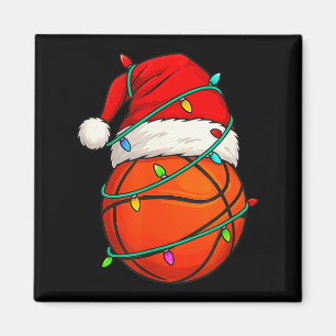 Basketbal Met Kerstmanhoed Funny Kerstmis Xmas Gif Magneet