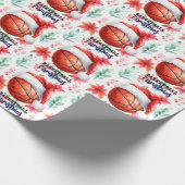 Basketbal met kerstmuts voor Kerstmis Cadeaupapier (Hoek)