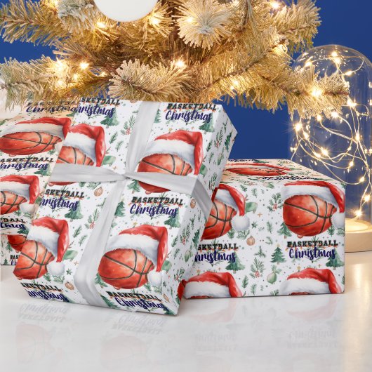 Basketbal met kerstmuts voor Kerstmis Cadeaupapier (Feestdagen)