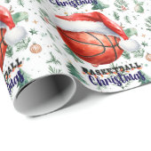 Basketbal met kerstmuts voor Kerstmis Cadeaupapier (Rol Hoek)
