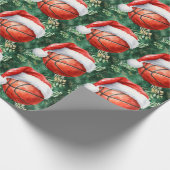 Basketbal met kerstmuts voor Kerstmis Cadeaupapier (Hoek)