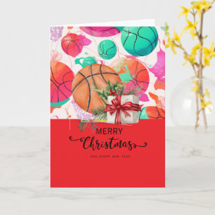 Basketbal met kerstthema voor de speler kaart