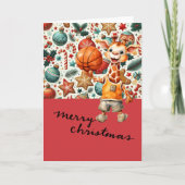 Basketbal met kerstthema voor de speler kaart (Voorkant)