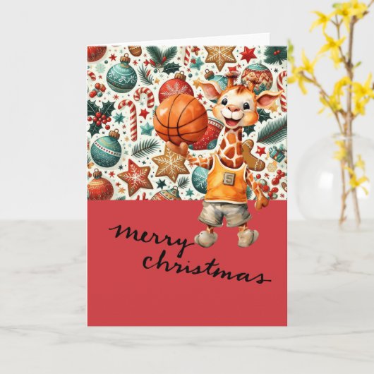 Basketbal met kerstthema voor de speler kaart (Gele Bloem)