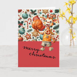 Basketbal met kerstthema voor de speler kaart