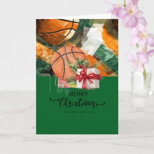 Basketbal met Kerstthema voor speler Kaart