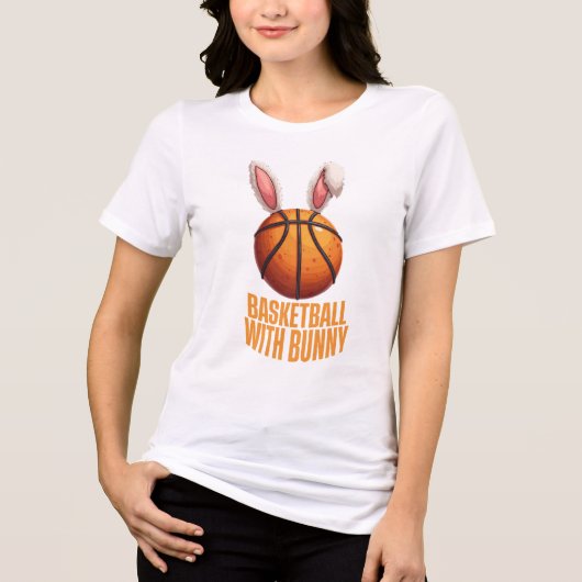 Basketbal met konijn Tri-Blend shirt (Voorkant)