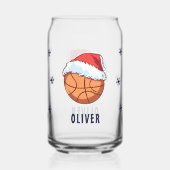 Basketbal met Santa Hat Sports Kerstmis Blikvorm Glas (Achterkant)