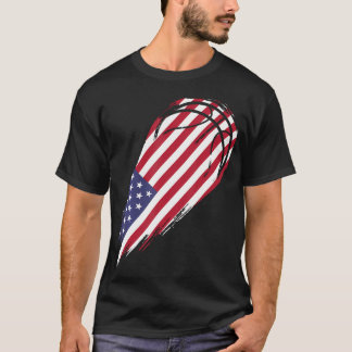 Basketbal met vlag van de Verenigde Staten T-shirt