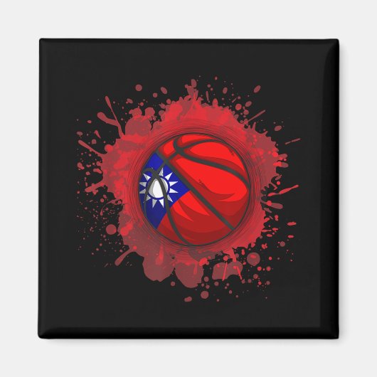 Basketbal met vlag van Taiwan Magneet (Voorkant)