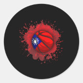 Basketbal met vlag van Taiwan Ronde Sticker (Voorkant)