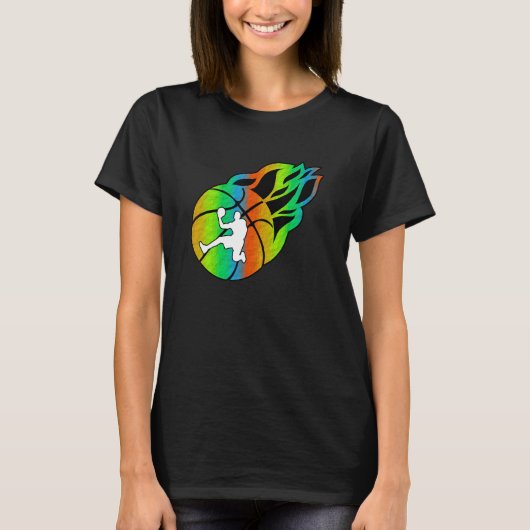 Basketbal met Vlammen T-shirt (Voorkant)